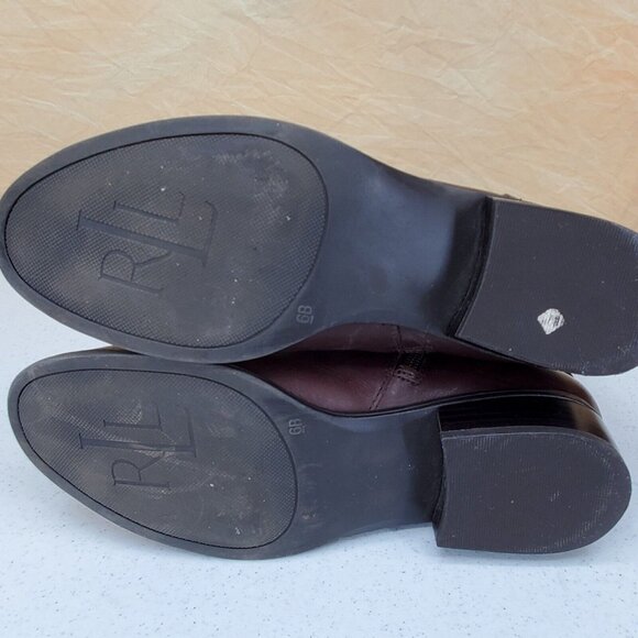 Lauren Ralph Lauren Boots Women Size 6B Brown Leather Mesi Ankle Equestrian Moto - Picture 10 of 12